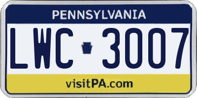 PA license plate LWC3007