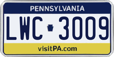 PA license plate LWC3009