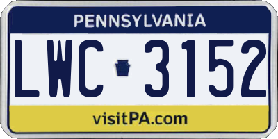 PA license plate LWC3152