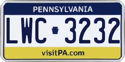PA license plate LWC3232