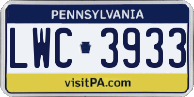 PA license plate LWC3933