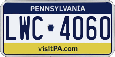 PA license plate LWC4060