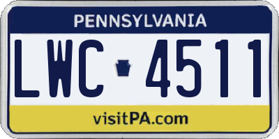 PA license plate LWC4511