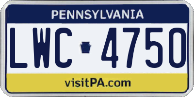 PA license plate LWC4750