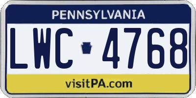 PA license plate LWC4768