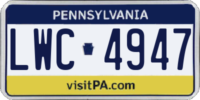 PA license plate LWC4947