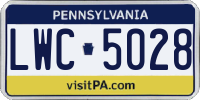 PA license plate LWC5028