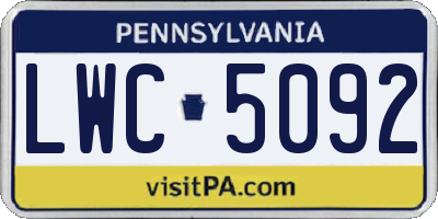 PA license plate LWC5092