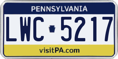 PA license plate LWC5217