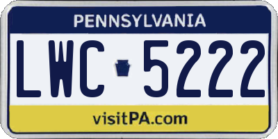 PA license plate LWC5222