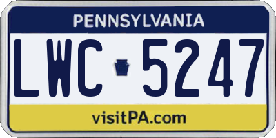 PA license plate LWC5247