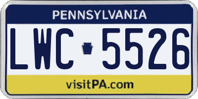 PA license plate LWC5526