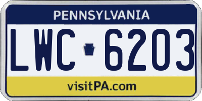 PA license plate LWC6203