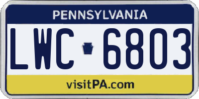PA license plate LWC6803