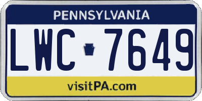 PA license plate LWC7649