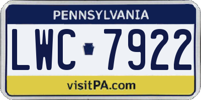 PA license plate LWC7922