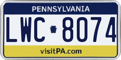 PA license plate LWC8074