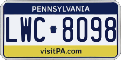 PA license plate LWC8098