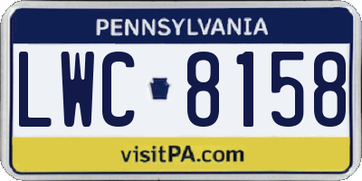 PA license plate LWC8158