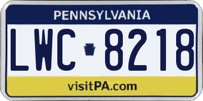 PA license plate LWC8218