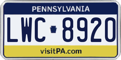 PA license plate LWC8920