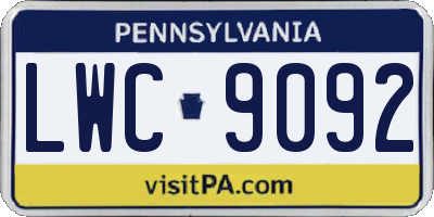 PA license plate LWC9092
