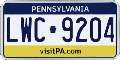 PA license plate LWC9204