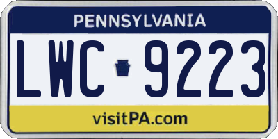 PA license plate LWC9223
