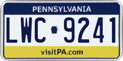 PA license plate LWC9241
