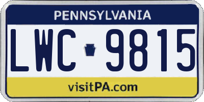 PA license plate LWC9815