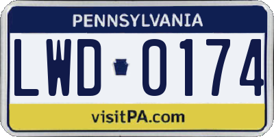 PA license plate LWD0174