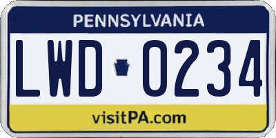 PA license plate LWD0234