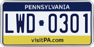 PA license plate LWD0301