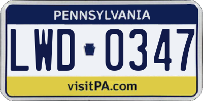 PA license plate LWD0347