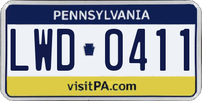 PA license plate LWD0411