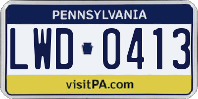PA license plate LWD0413