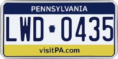 PA license plate LWD0435