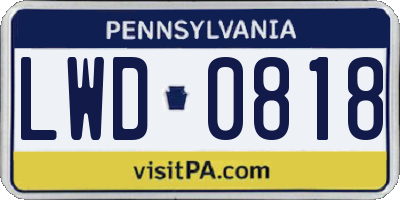 PA license plate LWD0818
