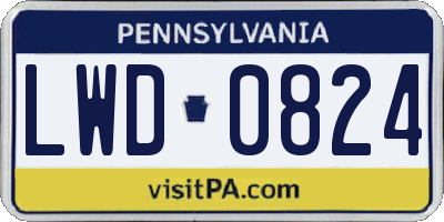 PA license plate LWD0824