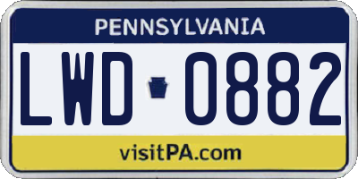 PA license plate LWD0882