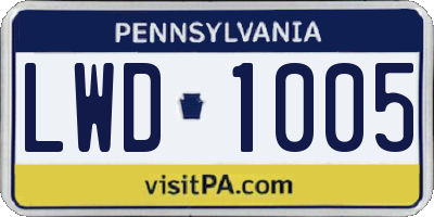 PA license plate LWD1005