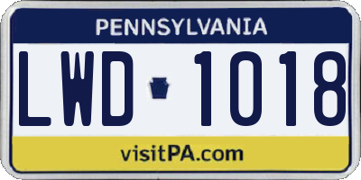 PA license plate LWD1018