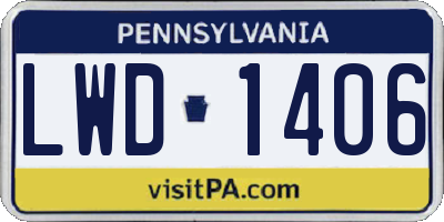 PA license plate LWD1406