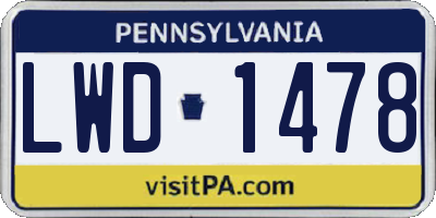 PA license plate LWD1478