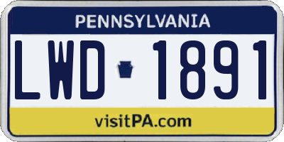 PA license plate LWD1891