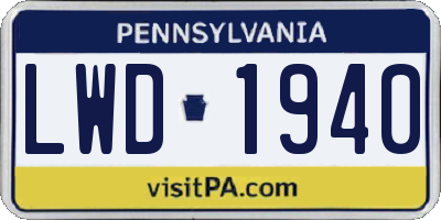 PA license plate LWD1940