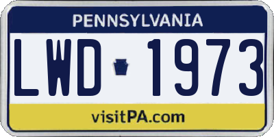 PA license plate LWD1973