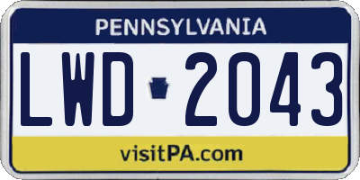 PA license plate LWD2043