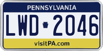 PA license plate LWD2046