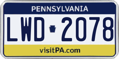 PA license plate LWD2078